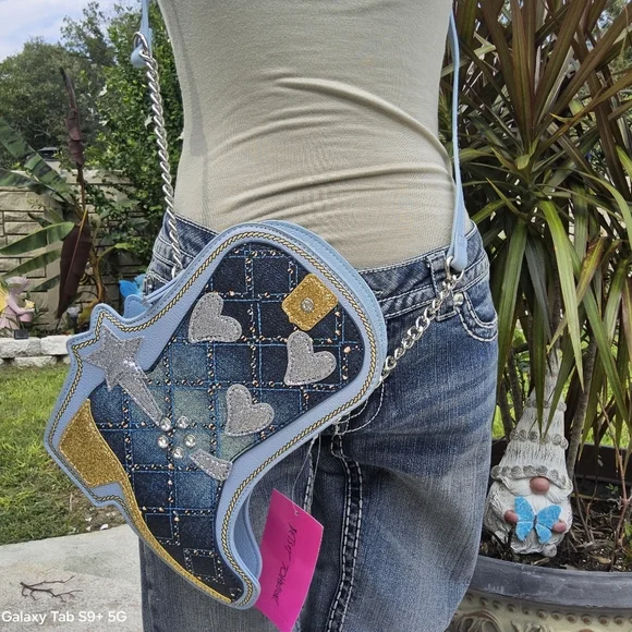 NWT BETSEY JOHNSON BLUE BOOT CROSSBODY 👢 - Picture 1 of 5